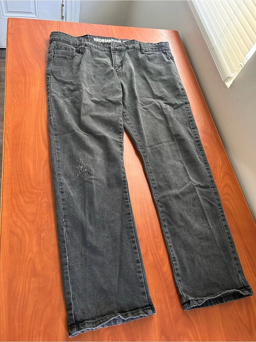 Redemption Men’s Slim Straight Jeans in Charcoal Gray